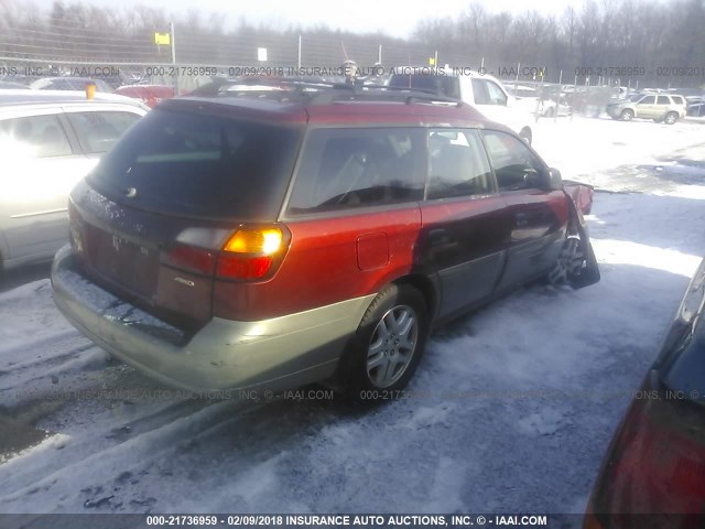 4S3BH675527665766 - 2002 SUBARU LEGACY OUTBACK AWP RED photo 4