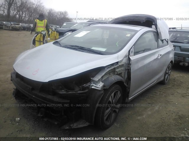 KMHDH6AE9DU001133 - 2013 HYUNDAI ELANTRA COUPE GS/SE SILVER photo 2