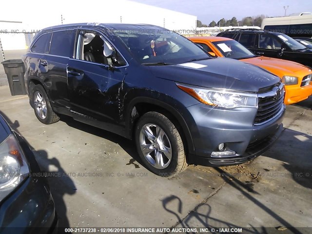 5TDYKRFH5ES012440 - 2014 TOYOTA HIGHLANDER LIMITED/LTD PLATNUM BLUE photo 1