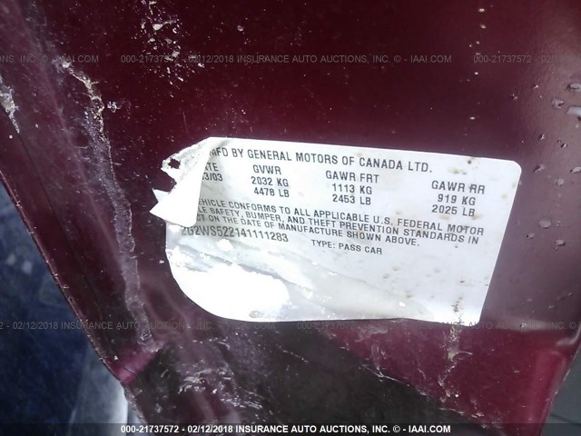 2G2WS522141111283 - 2004 PONTIAC GRAND PRIX GT2 მუქწითელი ფოტო 9