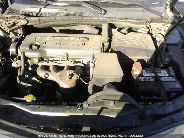 4T1BE46K68U198349 - 2008 TOYOTA CAMRY CE/LE/XLE/SE GRAY photo 10