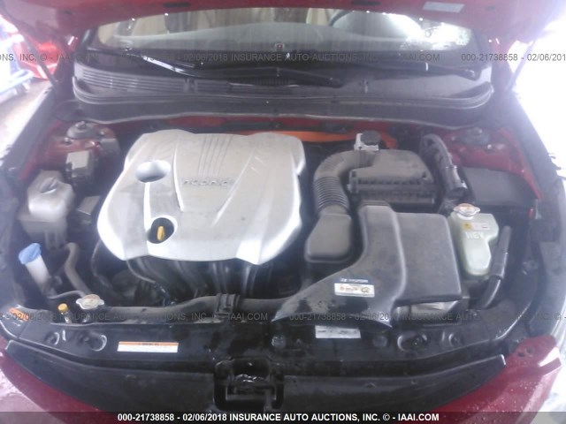 KMHEC4A48DA064630 - 2013 HYUNDAI SONATA HYBRID RED photo 10