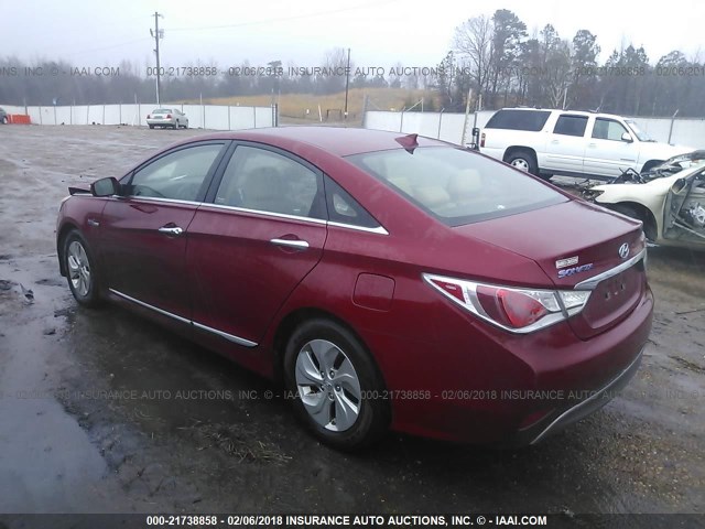 KMHEC4A48DA064630 - 2013 HYUNDAI SONATA HYBRID RED photo 3