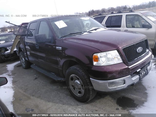 1FTPW12505FB53929 - 2005 FORD F150 SUPERCREW MAROON photo 1