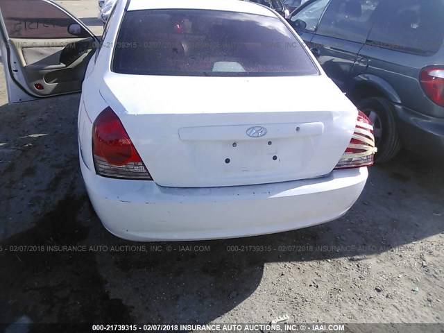 KMHDN46D25U108152 - 2005 HYUNDAI ELANTRA GLS/GT WHITE photo 6