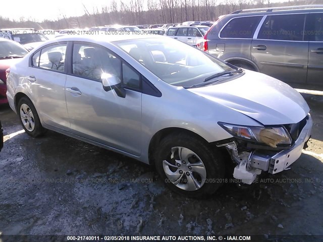 2HGFB2F54DH505383 - 2013 HONDA CIVIC LX SILVER photo 1