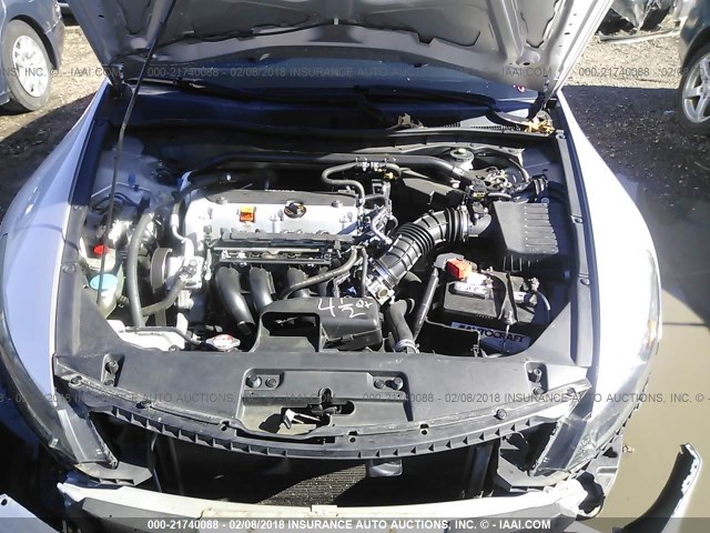 1HGCS1B30CA016753 - 2012 HONDA ACCORD LX ვერცხლისფერი ფოტო 10