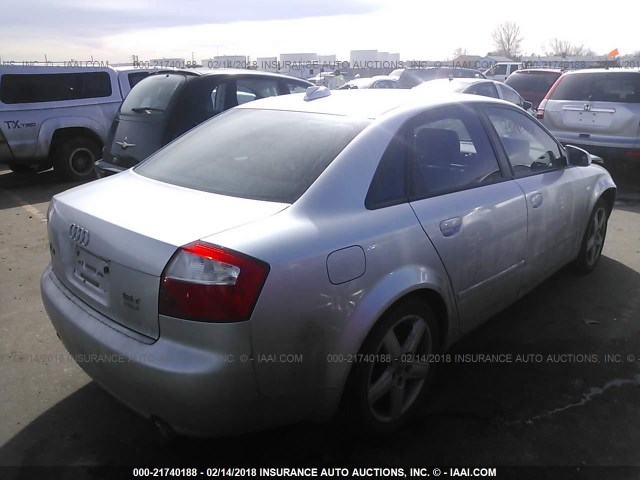 WAULC68E04A227483 - 2004 AUDI A4 1.8T QUATTRO SILVER photo 4