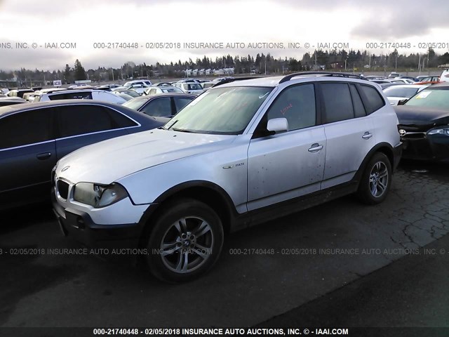 WBXPA93485WD03472 - 2005 BMW X3 3.0I SILVER photo 2