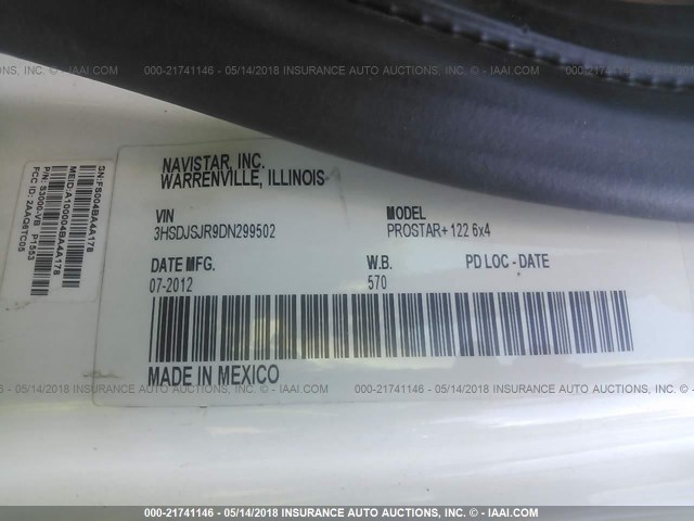 3HSDJSJR9DN299502 - 2013 INTERNATIONAL PROSTAR غير معروف صورة 10