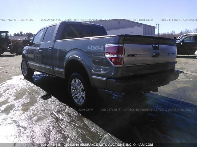 1FTPW14V99FA89554 - 2009 FORD F150 SUPERCREW GRAY photo 3