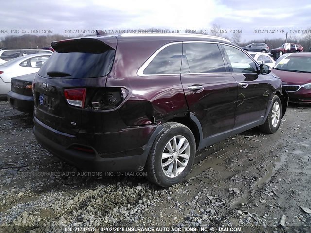 5XYPGDA3XGG146694 - 2016 KIA SORENTO LX/L MAROON photo 4