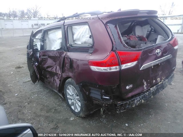 5TDYK3DC7ES449926 - 2014 TOYOTA SIENNA XLE/LIMITED MAROON photo 3