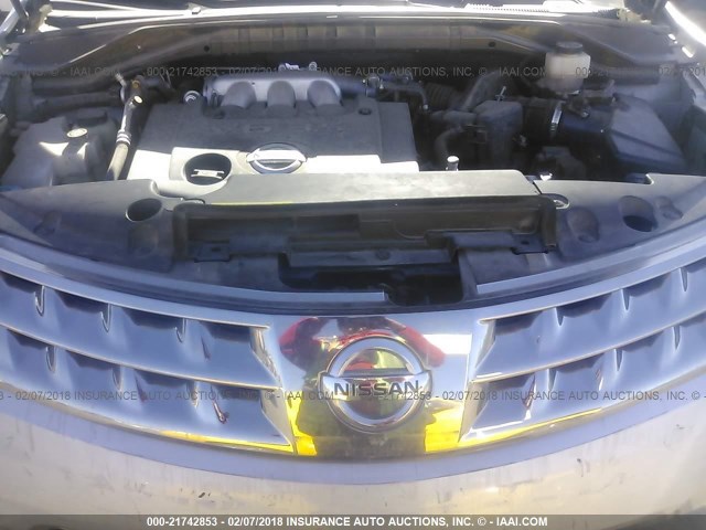 JN8AZ08TX7W505936 - 2007 NISSAN MURANO SL/SE/S SILVER photo 10