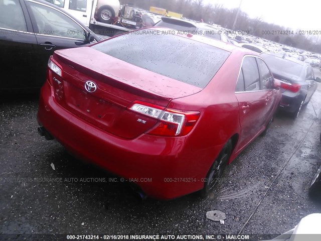 4T1BF1FKXDU672860 - 2013 TOYOTA CAMRY L/SE/LE/XLE RED photo 4