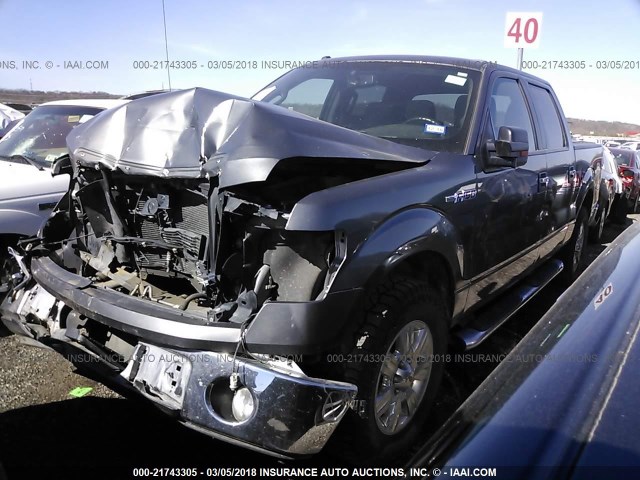 1FTFW1CF2CFC40683 - 2012 FORD F150 SUPERCREW GRAY photo 2