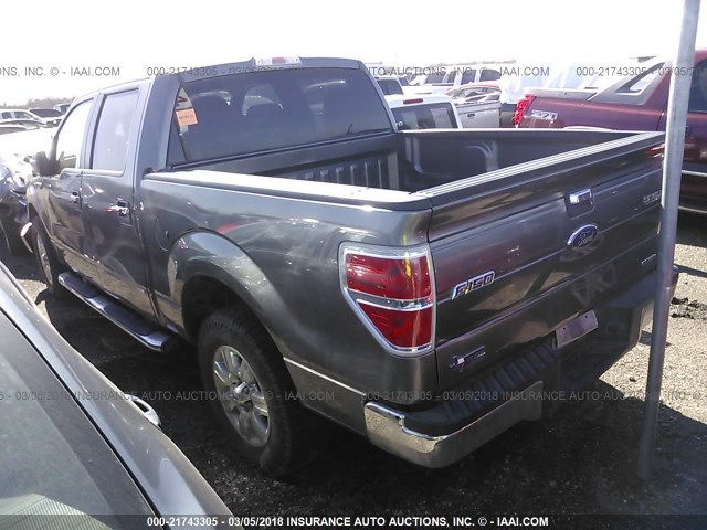 1FTFW1CF2CFC40683 - 2012 FORD F150 SUPERCREW GRAY photo 3