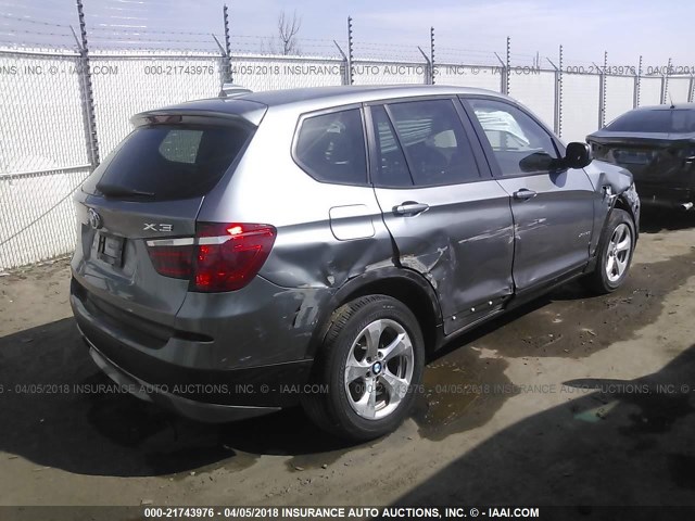 5UXWX5C5XCL720899 - 2012 BMW X3 XDRIVE28I GRAY photo 4