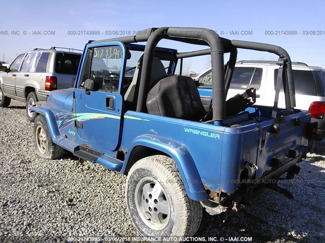 1J4FY29S3PP205536 - 1993 JEEP WRANGLER / YJ  BLUE photo 3