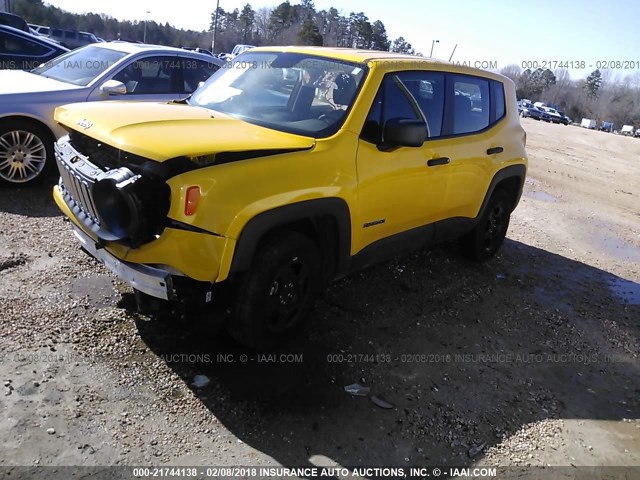 ZACCJBABXHPG43581 - 2017 JEEP RENEGADE SPORT YELLOW photo 2