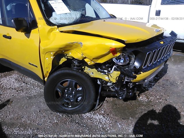 ZACCJBABXHPG43581 - 2017 JEEP RENEGADE SPORT YELLOW photo 6