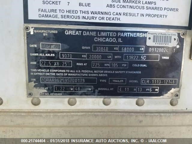 1GRAA96259S700179 - 2009 GREAT DANE TRAILERS REEFER  BLUE photo 9