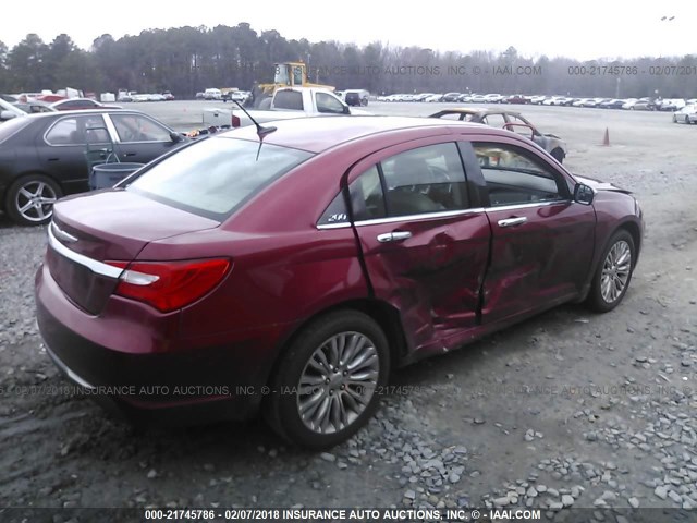 1C3BC2FBXBN595311 - 2011 CHRYSLER 200 LIMITED RED photo 4