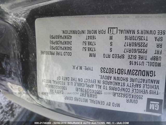 1GNDU23W18D180733 - 2008 CHEVROLET UPLANDER LS GRAY photo 9