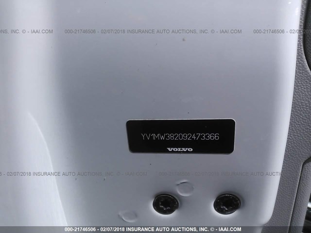 YV1MW382092473366 - 2009 VOLVO V50 2.4I WHITE photo 9