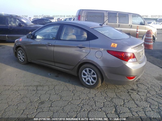 KMHCT4AE1DU539288 - 2013 HYUNDAI ACCENT GLS/GS GRAY photo 3