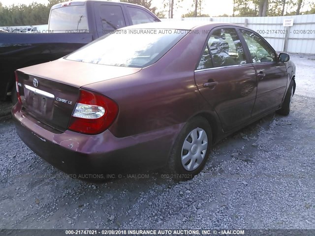 4T1BE32K02U085486 - 2002 TOYOTA CAMRY LE/XLE/SE 栗色 照片 4