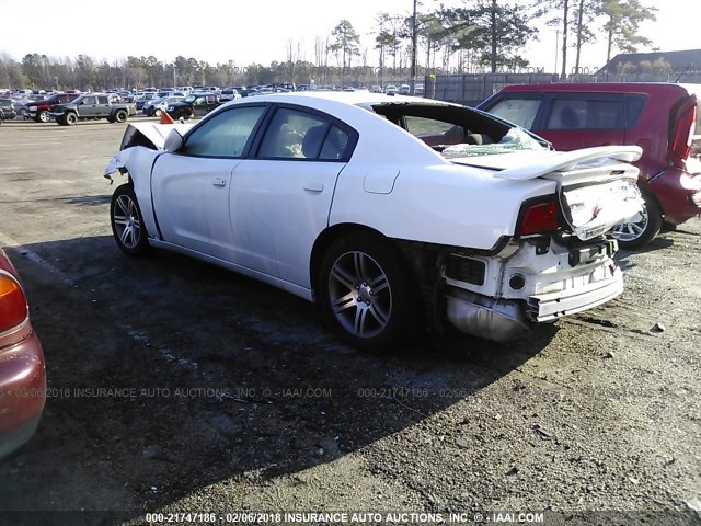 2C3CDXHG0DH545455 - 2013 DODGE CHARGER SXT WHITE photo 3