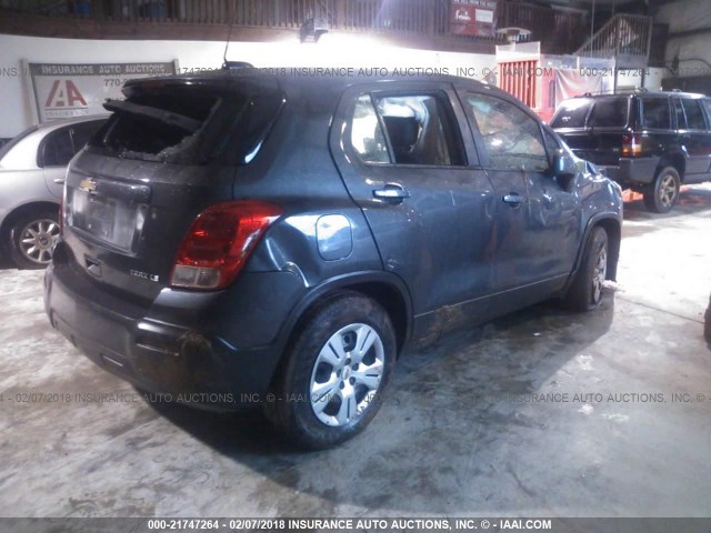 3GNCJKSB0GL214639 - 2016 CHEVROLET TRAX LS GRAY photo 4