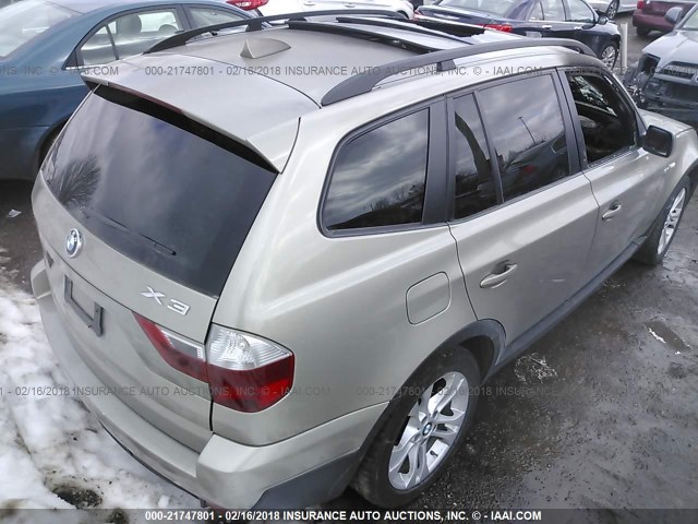 WBXPC93418WJ14187 - 2008 BMW X3 3.0SI GOLD photo 4