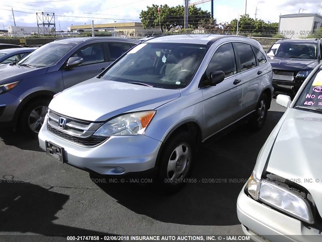 JHLRE3H38AC002221 - 2010 HONDA CR-V LX SILVER photo 2