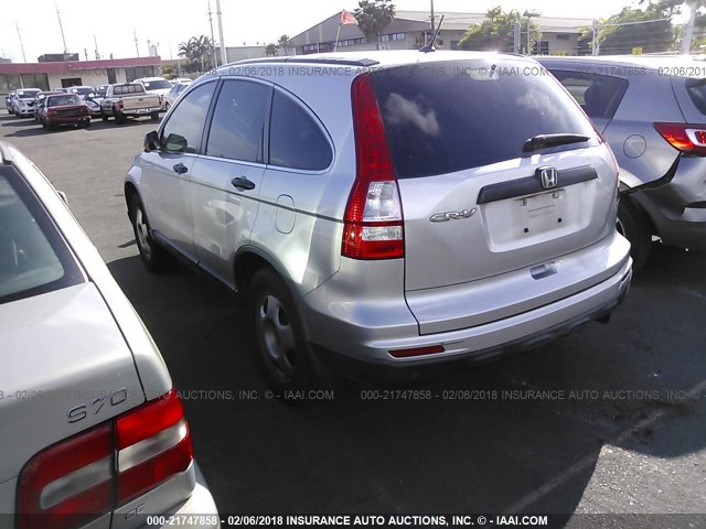 JHLRE3H38AC002221 - 2010 HONDA CR-V LX SILVER photo 3