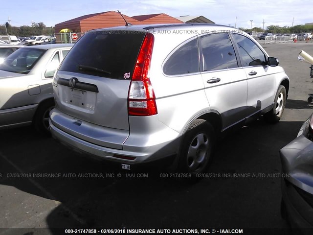 JHLRE3H38AC002221 - 2010 HONDA CR-V LX SILVER photo 4