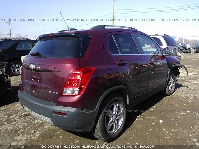 3GNCJLSB6GL158129 - 2016 CHEVROLET TRAX 1LT RED photo 4