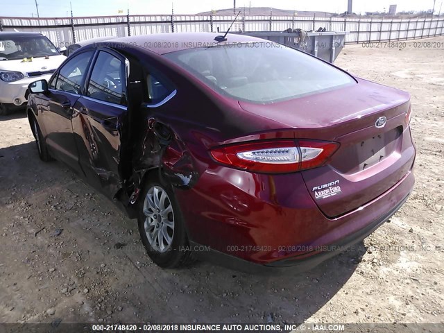 3FA6P0G76GR327592 - 2016 FORD FUSION S RED photo 3