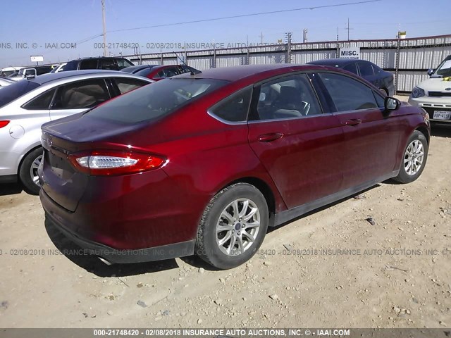 3FA6P0G76GR327592 - 2016 FORD FUSION S RED photo 4