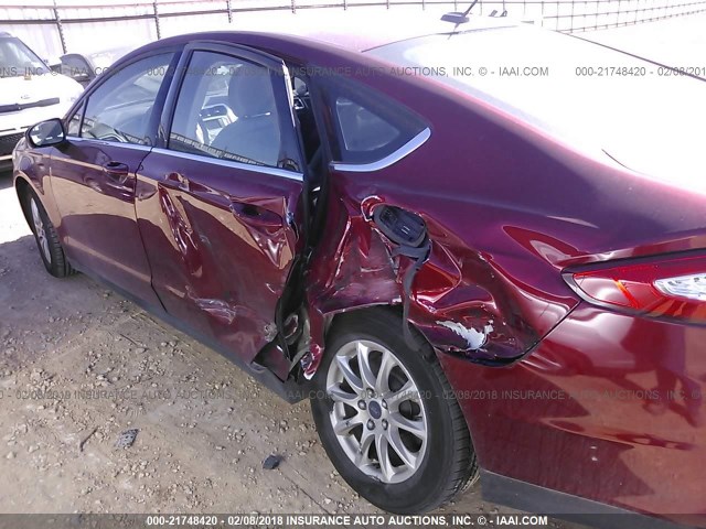 3FA6P0G76GR327592 - 2016 FORD FUSION S RED photo 6