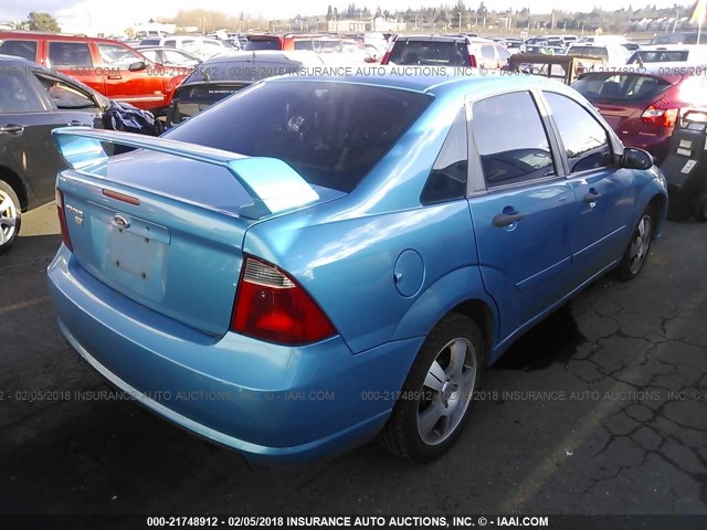 1FAHP34N27W206570 - 2007 FORD FOCUS ZX4/S/SE/SES BLUE photo 4