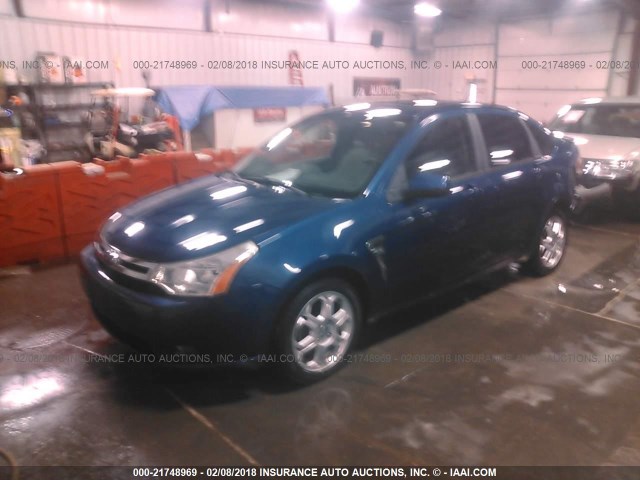 1FAHP35NX8W278522 - 2008 FORD FOCUS SE/SEL/SES BLUE photo 2