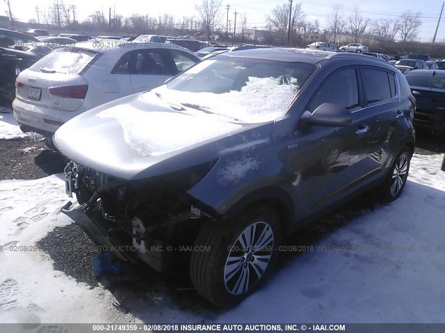 KNDPCCAC0G7874138 - 2016 KIA SPORTAGE EX/SX GRAY photo 2