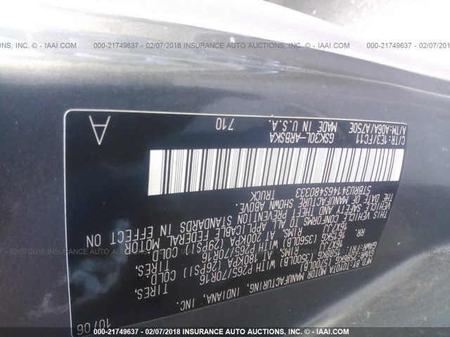 5TBRU34146S480333 - 2006 TOYOTA TUNDRA ACCESS CAB SR5 GRAY photo 9