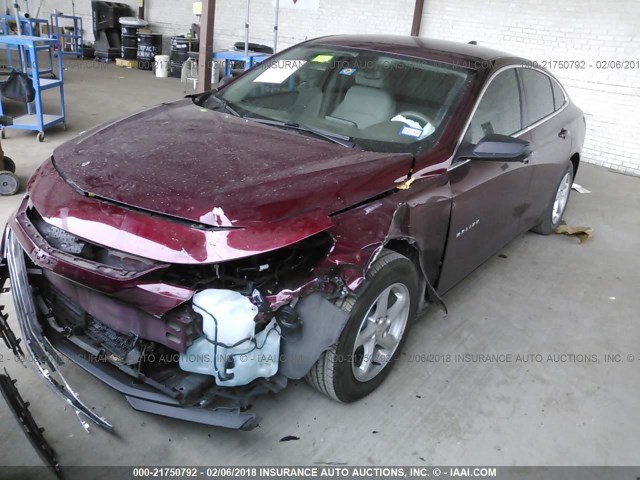 1G1ZB5ST1GF208037 - 2016 CHEVROLET MALIBU LS მუქწითელი ფოტო 2