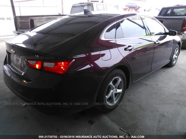 1G1ZB5ST1GF208037 - 2016 CHEVROLET MALIBU LS მუქწითელი ფოტო 4