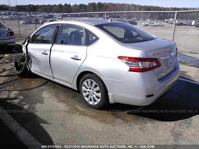 3N1AB7APXFY306854 - 2015 NISSAN SENTRA S/SV/SR/SL SILVER photo 3