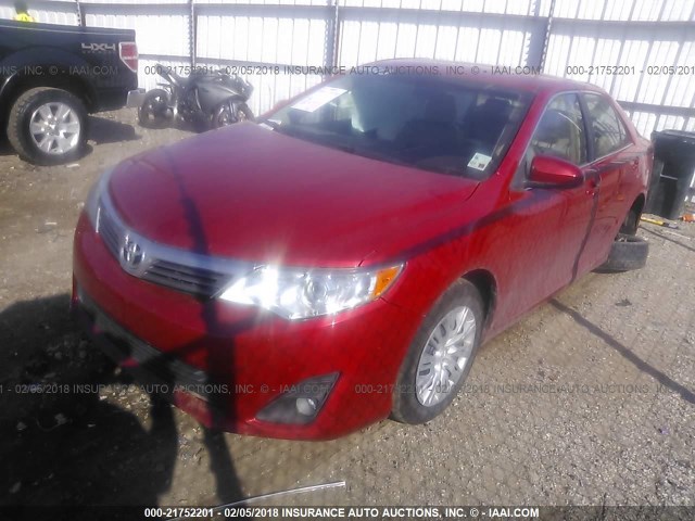 4T4BF1FK9ER346524 - 2014 TOYOTA CAMRY L/SE/LE/XLE RED photo 2