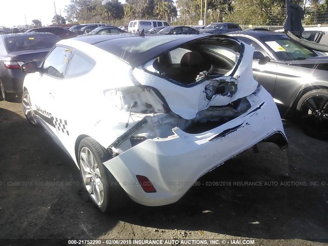 KMHTC6AD4EU199123 - 2014 HYUNDAI VELOSTER WHITE photo 3